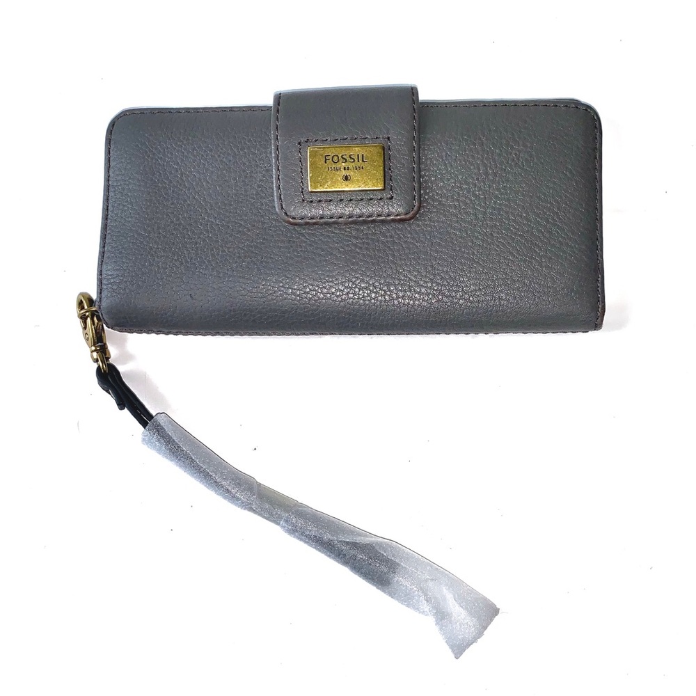 FOSSIL WALLET GREY GRAY MADISON BIFOLD LEATHER